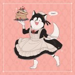 black_body black_fur clothing female food fur maid_uniform pancake solo uniform white_body white_fur shikayoshi domestic_cat felid feline felis mammal 1:1 2024 absurd_res hi_res