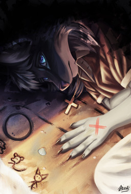 anthro beach blue_eyes christian_cross christian_symbol cross cross_necklace jewelry male necklace religion religious_symbol solo pine_shogun christianity echo_(game) echo_(series) echo_project tj_hess canada_lynx felid feline lynx mammal hi_res