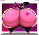 2021 autumnmelody big_breasts big_butt book breasts butt clothing cornchip21 demon english_text female hi_res horn huge_breasts huge_butt hyper hyper_butt imp magic not_furry pink_body pink_horn pink_skin solo spade_tail tail temp_the_imp text yellow_eyes