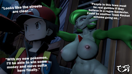 big_breasts breasts brown_hair clothed clothed_human clothed_male clothing dialogue duo female green_body green_hair hair male multicolored_body night nipples nude nude_female nude_humanoid oblivious outside pink_nipples standing text two_tone_body wearing_hat white_body psikokinetic warfaremachine_(modeler) nintendo pokemon pokemon_trainer red_(pokemon) warfare_gardevoir gardevoir generation_3_pokemon human humanoid mammal pokemon_(species) 16:9 2026 3d_(artwork) digital_media_(artwork) english_text hi_res source_filmmaker_(artwork) widescreen