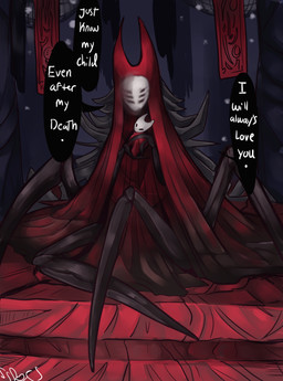 2_horns 6_eyes age_difference anthro biped black_body black_eyes black_speech_bubble cloak clothed clothing dialogue duo empty_eyes female holding_another hood horn mask multi_eye multi_limb red_cloak red_clothing sitting speech_bubble talking_to_another text white_text younger_female ssleepyflowers hollow_knight:_silksong hollow_knight_(franchise) team_cherry herrah_(hollow_knight) hornet_(hollow_knight) arachnid arthropod 2025 absurd_res english_text hi_res daughter_(lore) mother_(lore) mother_and_child_(lore) mother_and_daughter_(lore) parent_(lore) parent_and_child_(lore) parent_and_daughter_(lore)