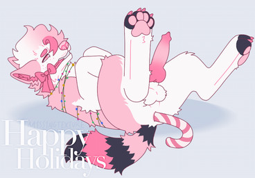 anal anal_penetration anatomically_correct anatomically_correct_genitalia anatomically_correct_penis animal_genitalia animal_penis anus balls bow_ribbon candy candy_cane candy_cane_in_ass canine_genitalia canine_penis christmas_decorations christmas_lights claws dessert erection feral food fur gag genitals gradient_penis hair improvised_gag improvised_sex_toy knot legs_up lying male markings on_back pawpads paws penetration penis perineum pink_body pink_fur pink_pawpads pink_penis quadruped ribbon_in_mouth simple_background solo spread_legs spreading string_lights striped_markings striped_tail stripes tail tail_markings text m1ss1ngtexture tetris_(m1ss1ngtexture) canid canine canis mammal animated digital_drawing_(artwork) digital_media_(artwork) signature