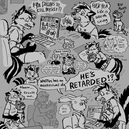 age_difference ambiguous_gender anal anal_penetration angry animal_genitalia animal_penis annoyed anthro anthro_on_feral anthro_penetrating anthro_penetrating_feral attempted_suicide balls bestiality blush bodily_fluids canine_genitalia canine_penis cocaine computer covering covering_eyes covering_face cross-popping_vein cum cum_drip cum_from_nose cum_in_nose cum_inside dialogue dream dripping drug_usage drugs duo electronics exhibitionism female feral feral_penetrated genital_fluids genitals intellectual_disability leaking_cum looking_pleasured male masturbation parody penetrable_sex_toy penetration penis plushie plushophilia priest profanity public public_exposure public_masturbation sex sex_toy sleep_sex sleeping solo suicidal suicidal_ideation taxidermy text yelling_at_another young young_female young_male younger_male spudnikmutt tom_fucks_a_retarded_child tom_(dark_collective) canid canine fox hybrid lagomorph leporid mammal mephitid rabbit skunk 1:1 english_text hi_res monochrome