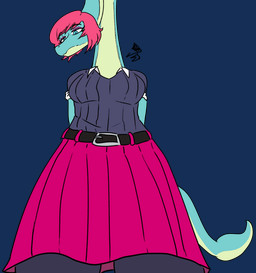 anthro belt clothing dress eyelashes eyeshadow female green_body green_scales hair leggings legwear long_neck long_tail looking_at_viewer makeup multicolored_body multicolored_scales pink_eyeshadow pink_hair scales short_hair simple_background snout solo tail teal_eyes transparent_background turquoise_body turquoise_scales two_tone_body two_tone_scales jacket_ignites third-party_edit cavemanon_studios i_wani_hug_that_gator liz_farlane brachiosaurid brachiosaurus dinosaur macronarian prehistoric_species reptile saurischian sauropod sauropodomorph scalie 2024 alpha_channel color_edit colored digital_drawing_(artwork) digital_media_(artwork) hi_res watermark