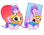 anthro athletic_wear big_breasts bottomwear bra breasts clothing emoji female flustered_face_emoji frustrated gym_bottomwear gym_shorts hair horn purple_hair scut_tail shirt short_tail shorts simple_background smile solo tail thick_thighs topwear underwear bluebambo bulging_smiley_shirt_meme flushed_emoji_shirt_meme freedom_planet galaxytrail meme_clothing mythology sash_lilac aquatic_dragon dragon hybrid marine mythological_creature mythological_scalie scalie 5:4 hi_res meme