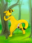 anthro anus butt electricity eyes_closed female genitals grass masturbation outside outside_masturbation plant pussy smile solo tail tail_fetish tail_play tree kaiberu nintendo pokemon ampharos generation_2_pokemon pokemon_(species) absurd_res hi_res