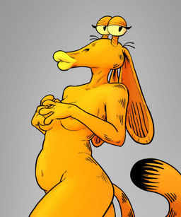 anthro areola areola_slip bedroom_eyes belly breasts covering covering_breasts covering_self crossgender eyelashes female fusion grey_background hand_on_breast humor lips looking_at_viewer mtf_crossgender narrowed_eyes navel nude puckered_lips seductive shitpost simple_background solo standing thick_lips thick_thighs dsamowen garfield_(series) star_wars garfield_the_cat jar_jar_binks alien amphibian domestic_cat felid feline felis gungan hybrid mammal otolla_gungan tabby_cat 2026 5:6 crossover digital_drawing_(artwork) digital_media_(artwork) hi_res meme