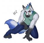 anthro clothed clothing fur hair male muscular muscular_anthro muscular_male paws simple_background solo tail white_background amocin kaj canid canine canis mammal wolf 2010 digital_media_(artwork)