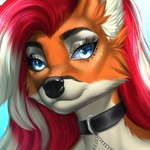 anthro black_nose blue_eyes eyebrows eyelashes female hair red_hair solo amur azalea_benz canid canine fox mammal 1:1 2021 digital_media_(artwork) low_res