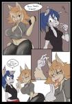 anthro bodily_fluids clothed clothing cum cum_on_face cum_on_tongue duo erection female female/female genital_fluids hair legwear public stockings text tongue pedverse mars_(wanda_fan_one_piece) domestic_cat felid feline felis mammal comic english_text hi_res