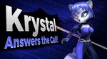 16:9 anthro blue_background blue_body blue_eyes blue_fur blue_hair breasts canid canine cleavage clothed clothing english_text female fox fur hair hi_res holding_object holding_staff jewelry jorge-sunspirit krystal_(star_fox) mammal nails nintendo perspective_text simple_background smile solo staff standing star_fox super_smash_bros. teal_eyes text white_body white_fur widescreen xshadowsnakex