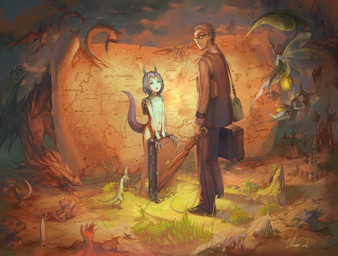bare_chest book chain clothing dragon_horn dragon_tail eyewear facial_hair female glasses group hair horn insect_wings male map monster_girl_(genre) navel nude suit suitcase tail umbrella ventral_groove wings observerz mythology pixy animal_humanoid dragon dragon_humanoid human humanoid mammal monster mythological_creature mythological_scalie pixie scalie hi_res