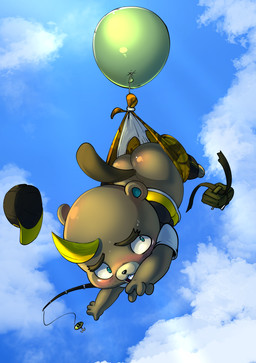 anthro balloon big_butt blonde_hair blue_eyes blush bottomwear bottomwear_down briefs brown_body brown_fur buckteeth butt chibi clothed clothing detailed_background embarrassed fishing_rod floating fur glistening glistening_butt hair hat headgear headwear helium inflatable male outside pants pants_down partially_clothed solo teeth tighty_whities underwear white_briefs white_clothing white_underwear young young_anthro lkiws animal_crossing nintendo c.j._(animal_crossing) beaver mammal rodent absurd_res hi_res