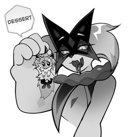 anthro duo female female/female holding_another looking_at_another open_mouth size_difference tongue tongue_out vore_implied voremaxx nintendo pokemon braixen felid generation_6_pokemon generation_9_pokemon mammal meowscarada pokemon_(species)
