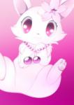 accessory anthro bangs biped cherry_blossom feet female flower fluffy fur hair_accessory hairclip jewelry looking_at_viewer necklace nude pink_background plant prunus_(flower) red_eyes simple_background sitting solo white_body white_fur mrsorange jewelpet sanrio sega sega_fave ruby_(jewelpet) hare japanese_hare lagomorph leporid mammal absurd_res hi_res