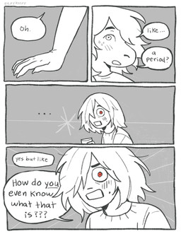 ambiguous_gender ambiguous_human anthro blush blush_lines bodily_fluids clothed clothed_ambiguous clothed_anthro clothed_female clothed_human clothing dialogue duo ellipsis female female/ambiguous freckled_face freckles grey_background looking_at_another question_mark red_eyes shocked simple_background speech_bubble surprised sweat sweatdrop talking_to_another tear_trough text eepykeepy deltarune undertale_(series) kris_dreemurr susie_(deltarune) human mammal reptile scalie 2025 comic digital_drawing_(artwork) digital_media_(artwork) english_text hi_res monochrome signature