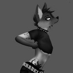 alternative_fashion anthro arm_tattoo belt black_body black_fur breasts clothed clothing collar dark_clothing ear_piercing female fur goth grey_background hair piercing side_boob side_view simple_background solo spiked_collar spikes tattoo text under_boob undressing adlerokonma animal_conquest arabella_bunbury animal_humanoid canid canine canis humanoid mammal mammal_humanoid maned_wolf 1:1 2022 absurd_res black_and_grey black_and_white digital_media_(artwork) english_text greyscale hi_res monochrome portrait shaded three-quarter_portrait