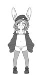 anthro beanie boots bottomwear clothing female footwear fur hair hat headgear headwear legwear shoes simple_background solo thigh_highs topwear underwear young young_anthro young_female bunnybits conditional_dnp bunnybits_(character) lagomorph leporid mammal rabbit 2024 absurd_res digital_media_(artwork) hi_res monochrome