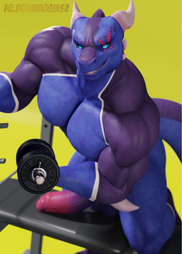 anthro balls barazoku biceps big_muscles big_penis dumbbell erection exercise feet foreskin genitals horn huge_muscles huge_penis humanoid_genitalia humanoid_penis kneeling looking_at_viewer male muscular muscular_anthro muscular_male non-mammal_balls nude nude_workout on_one_knee pecs penis scales selfie simple_background smile smirk solo standing tail teeth text weight_bench weightlifting weights workout yellow_background drboumboom32 valorlynz mythology zoid_(e-zoid) dragon mythological_creature mythological_scalie scalie 2022 3d_(artwork) absurd_res artist_name digital_media_(artwork) hi_res