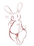 anthro belly big_belly blush clothed clothing crossgender digitigrade ftm_crossgender hand_on_cheek heart_reaction heart_symbol long_ears looking_at_viewer male moobs navel nipples overweight overweight_anthro overweight_male panties panties_only scut_tail short_tail simple_background solo standing tail three-quarter_view topless underwear underwear_only white_background yattermang ruby_quest ruby_(rq) lagomorph leporid mammal rabbit 2010 digital_media_(artwork) monochrome red_and_white female_(lore)