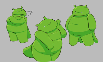 ambiguous_gender antennae_(anatomy) black_text green_body green_tail grey_background machine mascot overweight overweight_humanoid simple_background solo tail text white_eyes puddleofpudo google bugdroid android humanoid robot robot_humanoid english_text hi_res