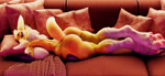 3_toes big_breasts big_butt breasts butt claws detailed_background eyes_closed facial_tuft feet female foot_focus fur furniture hug hugging_object hugging_pillow lying markings on_front orange_background orange_pillow orange_sofa pawpads paws pillow purple_markings rug simple_background sleeping sofa soles toes tuft white_body yellow_body yellow_fur picti bandai_namco digimon canid digimon_(species) mammal renamon 3d_(artwork) animated digital_media_(artwork) no_sound short_playtime webm