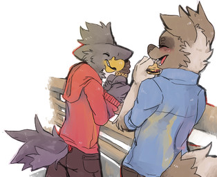 anthro anthrofied beak clothing duo eating eyes_closed fur male open_mouth pokemorph simple_background smile teeth thief tongue white_background unknown_artist nintendo pokemon avian bird canid canine generation_2_pokemon generation_3_pokemon mammal murkrow pokemon_(species) zigzagoon 2013