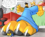 2014 4_toes anthro claws dialogue duo english_text feet foot_fetish foot_focus fox_mccloud low-angle_view male male/male micro nintendo pawpads size_difference sparky_the_chu speech_bubble star_fox text toe_claws toes