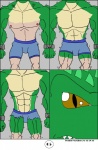 2012 abs absurd_res anthro biceps biped comic crocodile crocodilian green_body green_skin growth hi_res human human_to_anthro male mammal maxime-jeanne muscle_growth muscular muscular_anthro muscular_male nipples pecs pose reptile scalie solo species_transformation standing transformation transformation_through_injection