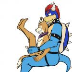 1:1 alternate_color anthro anthro_on_anthro bowser bowser's_brother canid canine digital_media_(artwork) duo fox fox_mccloud fuze genitals hi_res humanoid_genitalia humanoid_penis koopa male male/male mammal mario_bros nintendo nude on_lap penis scalie side_view simple_background sitting_on_lap star_fox white_background