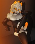 alternative_fashion armwear balls black_armwear black_clothing black_cock_ring black_elbow_gloves black_eyeshadow black_gloves black_handwear black_legwear black_sclera black_thigh_highs choker clothing elbow_gloves emblem eyeshadow floppy_ears front_slit_clothing fur genitals glans gloves grey_body grey_fur hair handwear horn jewelry legwear makeup male necklace orange_eyes orange_glans orange_horn penis solo thigh_highs conditional_dnp gusta gusta_(gusta) bovid caprine goat mammal 4:5 hi_res