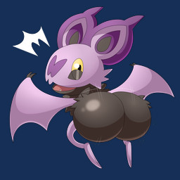 ambiguous_gender big_butt butt grey_body huge_butt looking_at_viewer open_mouth purple_body shaking_butt simple_background smile smirk transparent_background wings lechugansfw nintendo pokemon bat generation_6_pokemon mammal noibat pokemon_(species) 1:1 alpha_channel hi_res