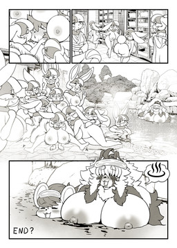 animal_ears anthro areola bent_over big_breasts big_butt biped blush breasts butt clothed clothing eyelashes female female_penetrated group hair hair_over_eyes hot_spring huge_breasts looking_pleasured male male/female male_penetrating nipples nude panties panties_down partially_clothed partially_submerged penetration pupils sex size_difference smile thick_thighs underwear underwear_down undressing water michiyoshi ailurid lagomorph leporid mammal rabbit red_panda comic hi_res monochrome