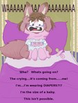 2011 3:4 ambiguous_gender anthro babystar biped clean_diaper clothed clothing comic detailed_background dialogue diaper digital_media_(artwork) english_text fur gemma_polson hair hi_res mammal rodent sciurid sitting solo text tree_squirrel wearing_diaper young young_anthro