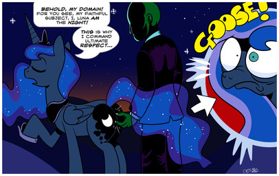 cutie_mark duo feathered_wings feathers female horn male pinch suggestive text wings catfood-mcfly friendship_is_magic hasbro my_little_pony mythology anon princess_luna_(mlp) equid equine mammal mythological_creature mythological_equine winged_unicorn english_text