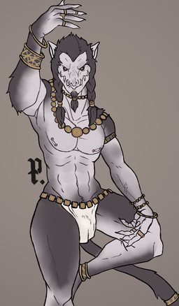 abs anthro biceps bottomwear bulge claws clothed clothing fur glowing glowing_eyes hair jewelry loincloth male muscular muscular_anthro muscular_male nipple_piercing nipples partially_clothed pecs piercing simple_background sitting skimpy solo tail teeth text white_body dragon_passant elden_ring fromsoftware mythology fan_character beastman_(elden_ring) canid canine dragon humanoid hybrid mammal mythological_creature mythological_scalie scalie digital_media_(artwork) english_text hi_res