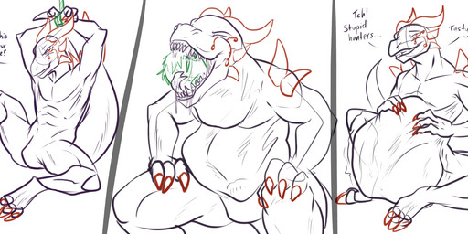 abdominal_bulge anthro bdsm belly belly_rub bodily_fluids bondage bound bulge captured casual_vore curled_up detailed_bulge drooling duo escaping fangs fatal fatal_vore flaunting flustered grin hand_on_belly hunter implied_fatal looking_at_viewer male muffled muffled_moaning open_mouth oral_vore pose presenting reclining relieved restraints role_reversal rope rope_bondage saliva same_size_vore seductive smile smirk soft_vore spread_legs spreading squirming struggling struggling_prey teasing teeth text tight_belly tongue tongue_out vore conditional_dnp samagthrav2 mythology devourer_(razor_koopa) dragon goo_creature goo_dragon human mammal mythological_creature mythological_scalie scalie comic english_text hi_res pinup