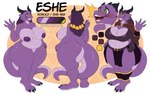 anthro belly big_butt breasts butt clothed clothing female horn long_tail nipples nude reference_guide reference_to_character smile solo tail thick_tail thick_thighs conditional_dnp thaismotosuwa kobold scalie 16:10 2025 absurd_res hi_res model_sheet reference_image widescreen