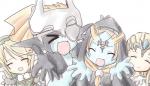 eyes_closed female group humanoid_pointy_ears male not_furry open_mouth parody pointy_ears square_crossover style_emulation unknown_artist lucky_star nintendo the_legend_of_zelda twilight_princess link midna midna_(true_form) princess_zelda humanoid hylian twili