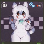 anthro brown_eyes collar femboy hair machine male solo thick_thighs white_hair richa_picha richard_picher animatronic canid canine canis domestic_dog mammal robot 1:1 hi_res