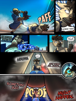 balls clothed clothing genitals imminent_rape imminent_sex male male/male nude outside partially_clothed superhero supervillain text torn_clothing undressing trashbadger badger honey_badger hyena mammal mustelid musteline 3:4 comic english_text hi_res multiple_scenes
