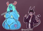 big_breasts breasts collar dominant dominant_male female huge_breasts larger_female male micro size_difference slime smaller_male solo submissive submissive_female thick_thighs reygunpocket_(artist) reygun_(reygunpocket) saelria demon demon_humanoid goo_creature goo_humanoid humanoid hi_res multiple_images