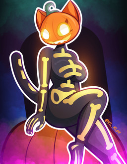 anthro female food for_a_head fruit plant pumpkin pumpkin_head solo kl_klpz epic_games fortnite spice_(fortnite) human humanoid mammal object_head hi_res