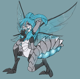 ambiguous_gender antennae_(anatomy) anthro arthropod_abdomen bioluminescence exoskeleton fluffy glowing mandibles solo tongue wings kyrio aleu_moonshadow arthropod bee canid canine dragonfly fox hybrid hymenopteran insect lepidopteran mammal moth