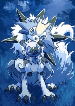 ambiguous_gender claws duo feral fur grass holding_another paws plant size_difference tail tongue tongue_out 7_phi_3 nintendo pokemon canid canine generation_7_pokemon lycanroc mammal midday_lycanroc pokemon_(species) rockruff 2026 hi_res monochrome
