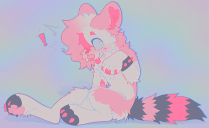 animal_genitalia animal_penis bodily_fluids bracelet canine_genitalia canine_penis exclamation_point facial_hair feral freckled_face freckles fur genitals hair hunched_over jewelry male markings mustache pawpads penis pink_body pink_fur pink_hair pink_nose pink_paws saliva saliva_on_penis saliva_on_tongue saliva_string sitting solo spiked_bracelet spikes striped_markings striped_tail stripes surprised sweat tail tail_markings tongue tongue_out m1ss1ngtexture tetris_(m1ss1ngtexture) canid canine mammal hi_res