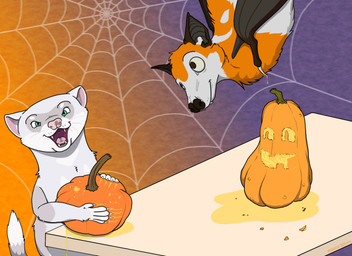 >:d ambiguous_feral ambiguous_gender autumn bat_ears bat_wings bite_mark black_body black_eyebrows black_inner_ear black_skin brown_body brown_ears brown_eyes brown_nose brown_skin brown_wings carving claw_marks clawing claws dipstick_tail dripping duo exposed_teeth eyebrows eyebrows_(marking) eyespots facial_markings feral finger_claws front_view fur fur_markings furniture furry_tail gradient_background green_eyes grey_body grey_fur grey_markings grey_tail head_markings head_tuft heart_(marking) holidays horizontal_pupils jack-o'-lantern long_fangs looking_at_another looking_at_viewer male male_feral markings mask_(marking) membrane_(anatomy) membranous_wings monotone_body monotone_inner_ear monotone_markings monotone_skin monotone_wings multicolored_body multicolored_fur multicolored_skin neck_markings nude open_mouth open_smile orange_body orange_fur orange_tuft pawpads paws pink_body pink_inner_ear pink_nose pink_pawpads pink_skin pink_tongue pumpkin_juice pupils semi-anthro side_view simple_background smile spider_web spotted_nose stem table tail tail_markings teeth textured_background thin_eyebrows tongue tragus tuft two_tone_body two_tone_fur two_tone_skin two_tone_tail upside_down whisker_spots whiskers white_body white_claws white_ears white_fur white_markings white_paws white_tail white_tuft wings wings_instead_of_hands borzoiboogers halloween jack_desmodus sunny_silver bat domestic_ferret european_polecat flying_fox ghost_bat grey-headed_flying_fox hybrid leaf-nosed_bat mammal megabat megadermitid microbat mustelid musteline painted_bat spotted_bat true_musteline vampire_bat vesper_bat weasel yangochiropteran 11:8 2025 cel_shading digital_media_(artwork) hi_res shaded signature female_(lore) nonbinary_(lore)