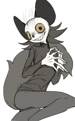 anthro clothed clothing female fluffy fluffy_tail sharp_teeth simple_background solo tail teeth white_background 9999gpera aye-aye lemur mammal primate strepsirrhine hi_res