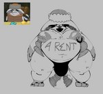 anthro belly big_belly big_moobs big_nipples bulge clothing hat headgear headwear male moobs nipples overweight overweight_male reference_image solo topwear underwear vest elderdavecrave harvey_beaks nickelodeon randl_(harvey_beaks) mammal procyonid raccoon 2021