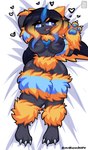 anthro areola bed bedroom big_breasts breasts female fur furniture hair huge_breasts looking_at_viewer lying nipples nude on_back open_mouth simple_background smile solo tail text thick_thighs white_background wide_hips mookkzhy game_freak nintendo pokemon fan_character felid feline generation_7_pokemon legendary_pokemon mammal pokemon_(species) zeraora digital_media_(artwork) full-length_portrait hi_res portrait